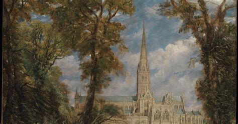 Salisbury Cathedral From The Bishops Grounds Painting Oil On Canvas By