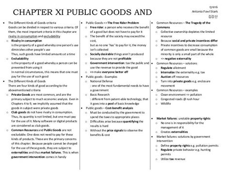 Public Goods And Common Resources Summary