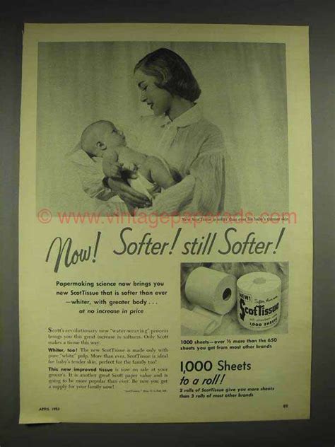 1953 Scotts Scottissue Toilet Paper Ad Still Softer Bc07