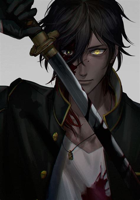 Ookurikara Anime Boy Man Sword Blood Anime Demon Boy Anime Boys