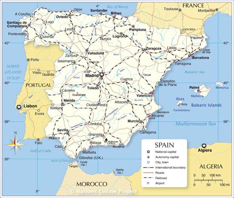 Hispaania Kaart Kaart Millel On Näha Hispaania Lõuna Euroopas