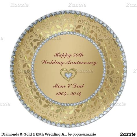 Diamonds And Gold 2 50th Wedding Anniversary Plate Zazzle 50th