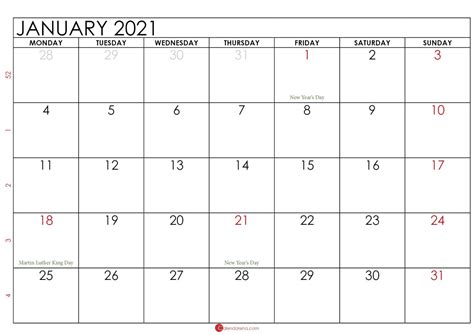Cute 2021 Printable Blank Calendars January 2021 Calendar Printable Images