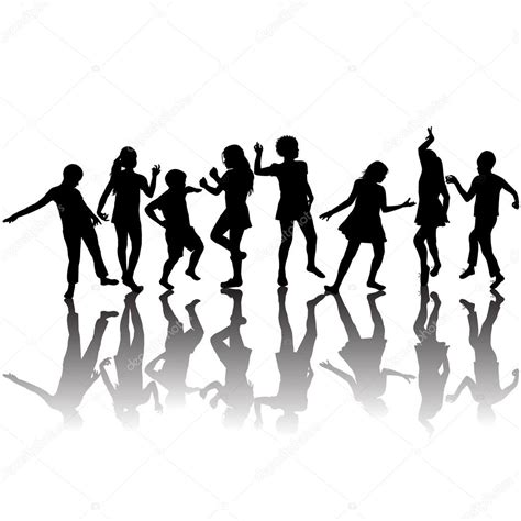 Group Of Children Silhouettes Dancing — Stock Photo © Hibrida13 26168287