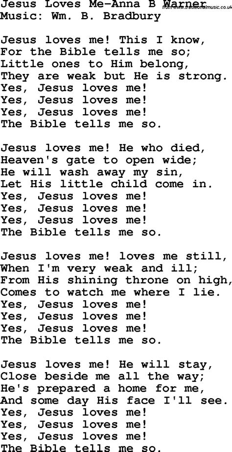 Christian Childrens Song Jesus Loves Me Anna B Warner Lyrics