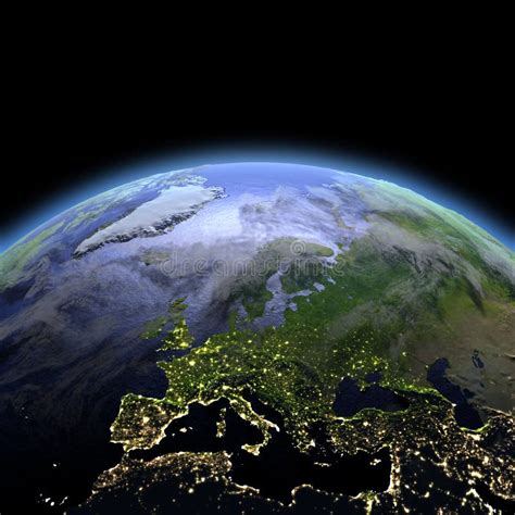 Europe From Space At Dawn Stock Illustration Illustration Of Night