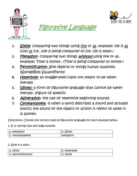 Figurative Language Review Interactive Worksheet