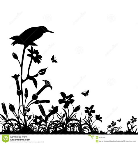 Black And White Nature Vector Stock Vector Illustration Of Plants