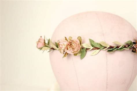 Pink Gold Rose Floral Crown Flower Crown Woodland Spring Bridal