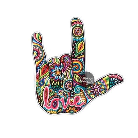 I Love You Sign Language Hand Sticker Decal Multicolor Car Decal Laptop