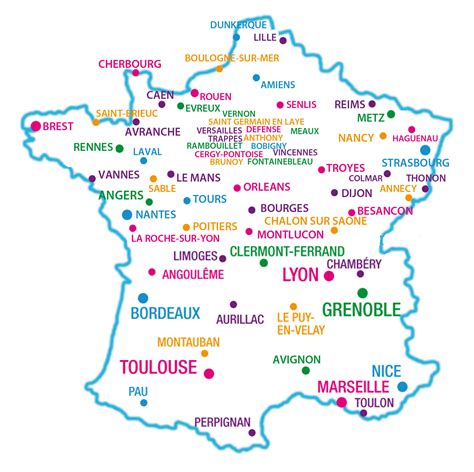 Le nom de chaque ville est inscrit en bas de page afin d'aider les élèves, en cas de trou de mémoire ! Poitiers carte france - altoservices