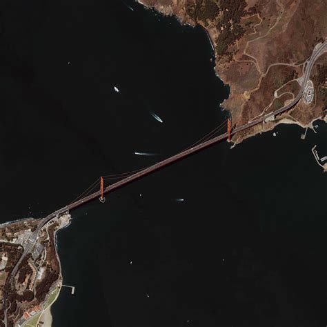 The Golden Gate Bridge Seen From Space Ikonos Satellite 2004