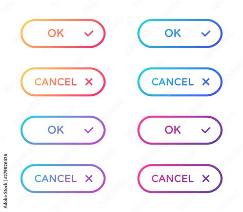 Ok Cancel Web Buttons Set Outline Ui Web Buttons In Flat Style