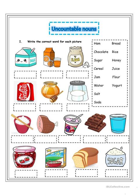 Countable And Uncountable Food Worksheet Free Esl Printable All In