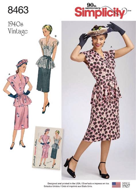 Sewing Pattern For Womens Vintage Dress Pattern 1940s Two Piece