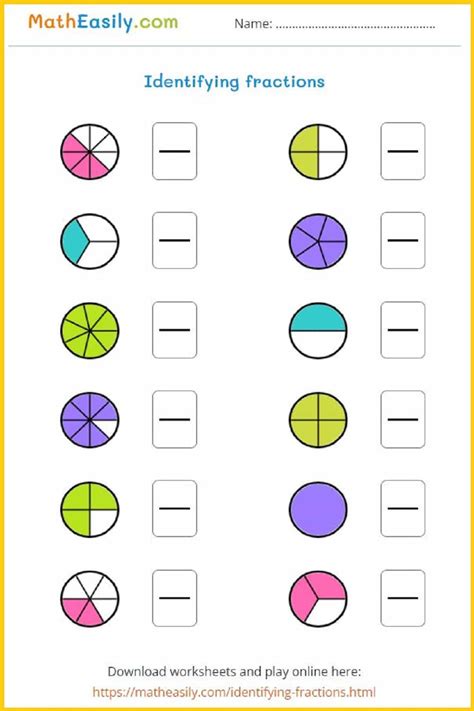 Identifying Fractions Games Worksheets