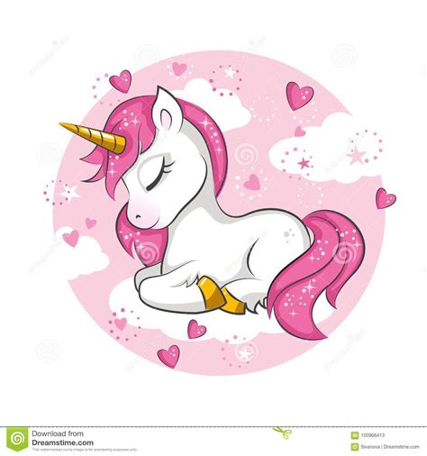 Cute Unicorn Face With Gold Horn And Flowers Isolated On White