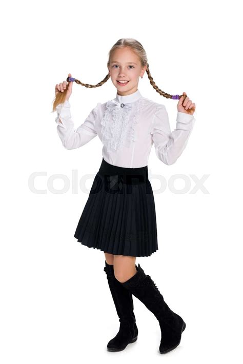 Pretty Schoolgirl With Pigtails Stock Image Colourbox