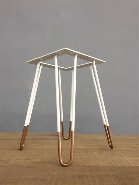 Hairpin leg, hairpin coffee table legs with 3 solid rods, patas para mesa nightstand hair pin table legs, wrought iron end table legs, heavy duty diy metal bench legs for coffee table, chair, tv stand. 16" Brass Hairpin Ottoman Base ,height 12" 17" | Diy table ...