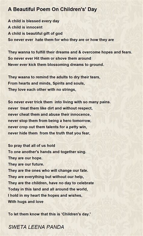 A Beautiful Poem On Childrens Day A Beautiful Poem On Childrens