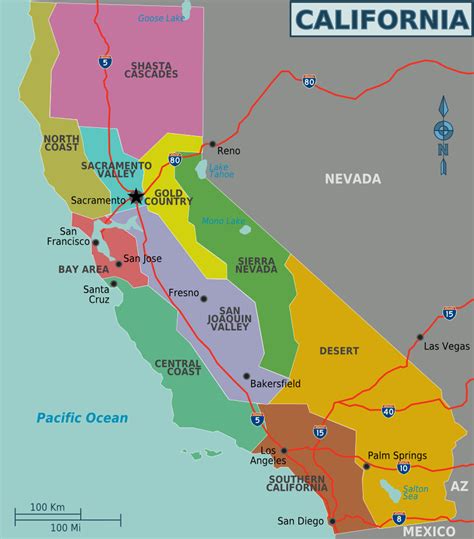 map of california regions online maps and travel information