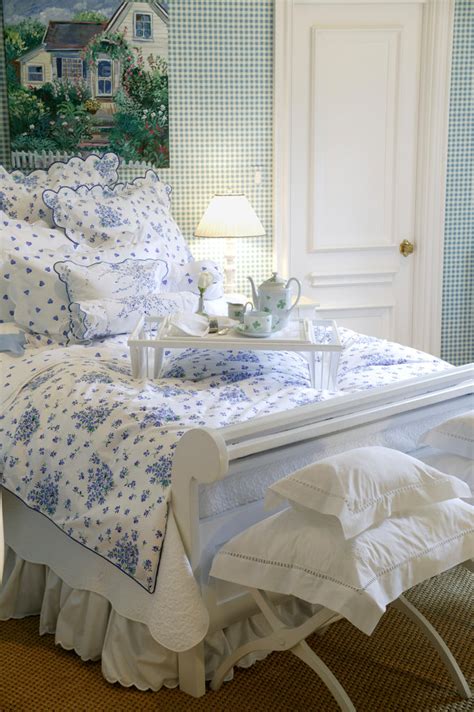 Violettes Blue Bed Linens D Porthault