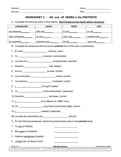 15 French ER Verb Conjugation Worksheet Worksheeto Com
