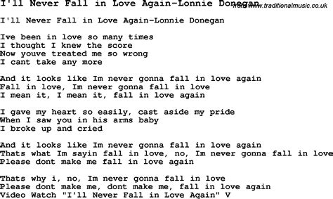 Skiffle Lyrics For I Ll Never Fall In Love Again Lonnie Donegan