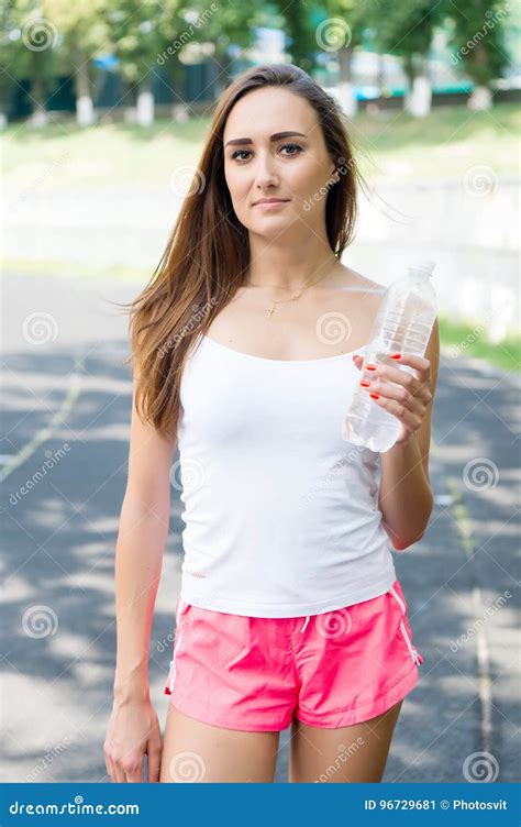 Woman Drink Water From Bottle Stock Image Image Of Relaxation