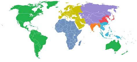 Map Of The World Divided Into 7 Regions One For Each Billion