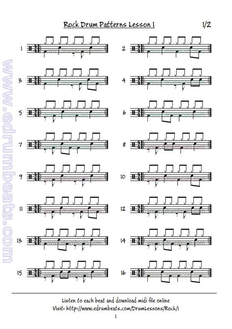 Lesson 1 Page 1 Basic Eight Note Rock Beats Drum Lessons Drum