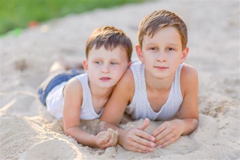 Portrait Of Two Boys In The Summer Stock Image Image Of Outdoor