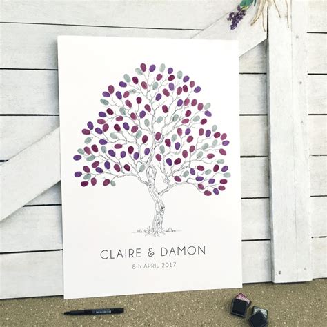 A beautiful wedding fingerprint tree print keepsake. Fingerprint guest book tree - Wedding tree - Alternative ...