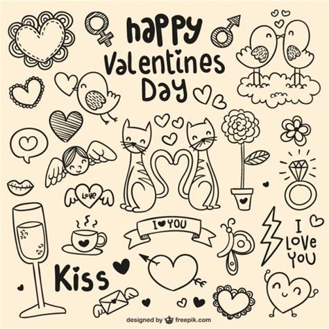 Free Vector Happy Valentines Day Doodles Doodles Valentines Day