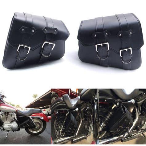 Pu Leather Black Motorcycle Saddle Bags Luggage For Harley Sportster Xl