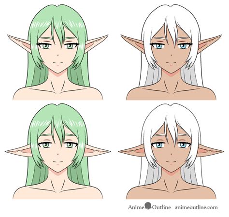 How To Draw An Anime Elf Girl Step By Step Animeoutline Anime Elf