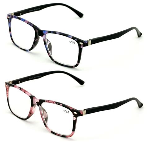 2 Pairs Of Large Female Reading Glasses Pink And Purple Floral Wide Fitment Readers Walmart
