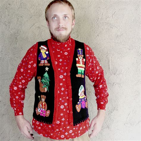 Humping Teddy Bear Tacky Ugly Christmas Sweater Vest S The Ugly
