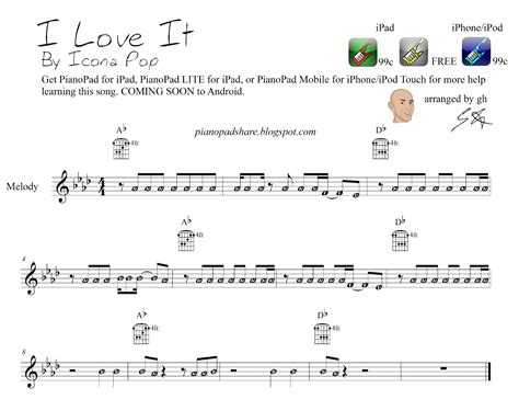 Browse our popular piano sheet music and download your favorite scores through our app. PianoPad Upload Community: "I Love It" by Icona Pop - uploaded by GH