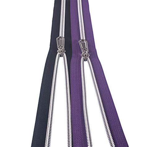 Voc Zippers 5 Continuous Zipper By The Yardsilver Nylon Coil Sewing Zipper Blackpurple Zipper