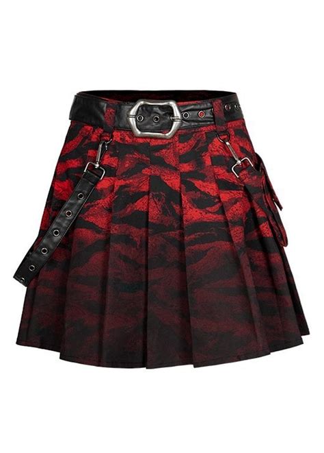 Punk Rave Grunge Dye Pleated Skirt Attitude Clothing