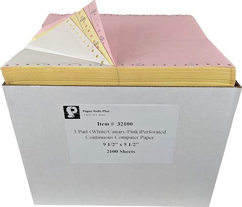 Buy Trendar Paper 3 Part Whitecanarypink Continuous Feed
