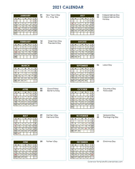 See more ideas about calendar, printable calendar, calendar printables. 2021 Full Year Calendar Vertical Template - Free Printable Templates