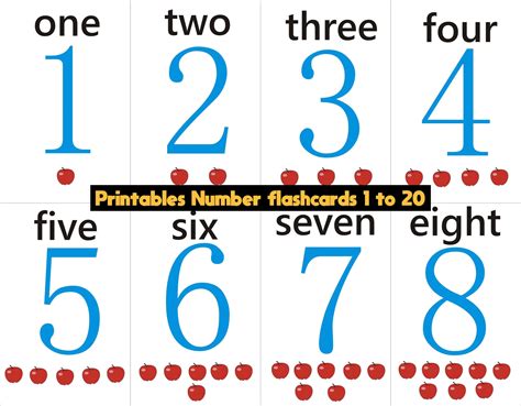 1 To 20 Number Flashcards Toddlers Preschool Early Learning Etsy