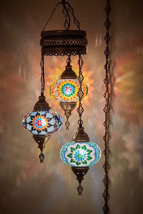Demmex Customizable Turkish Moroccan Mosaic Swag Plug In Chandelier