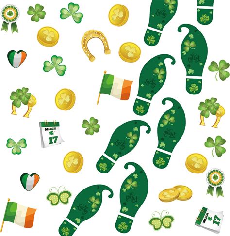 Veylin 10 Sheets Leprechaun Footprints Floor Clings St