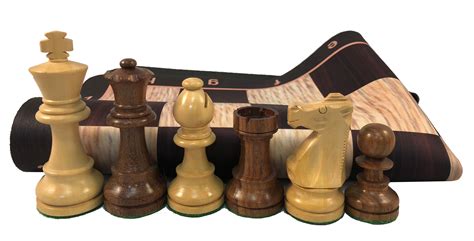 Sheesham Staunton Weighted Chess Set W Wood Grain Floppy Board