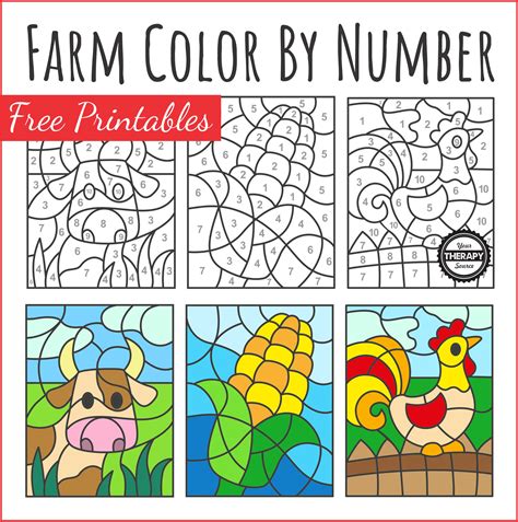 Farm Color By Number Free Printables - Your Therapy Source