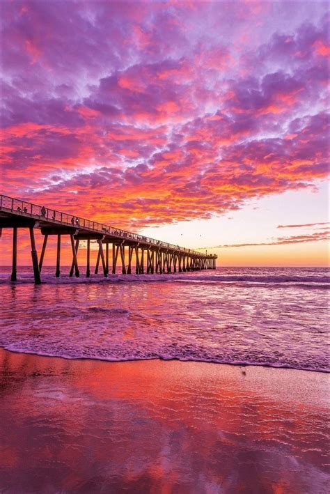 Hermosa Beach Pier Sunset Was Seen In Los Angeles County California