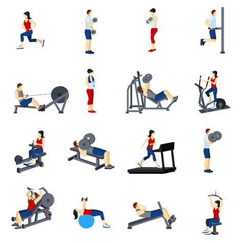 Fitness Gym Training Icons Set 465697 Vector Art At Vecteezy